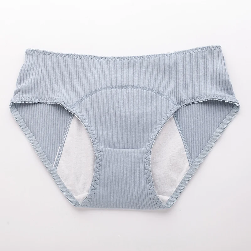 

10013 women Mid waist full protection menstrual underwear washable Leak proof pants cotton Breathable 3 layers period panties