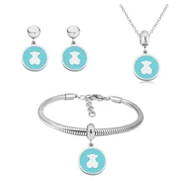 

Bands Bear Costume Necklace and Earring Stainless Steel Jewelry Set Women