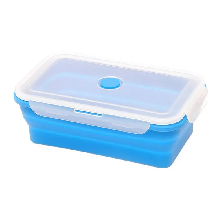 

2021 new large capacity 2450ml foldable silicone lunch box outdoor portable food preservation box wholesale, Yellow/purple/orange/red/green/blue (customizable)