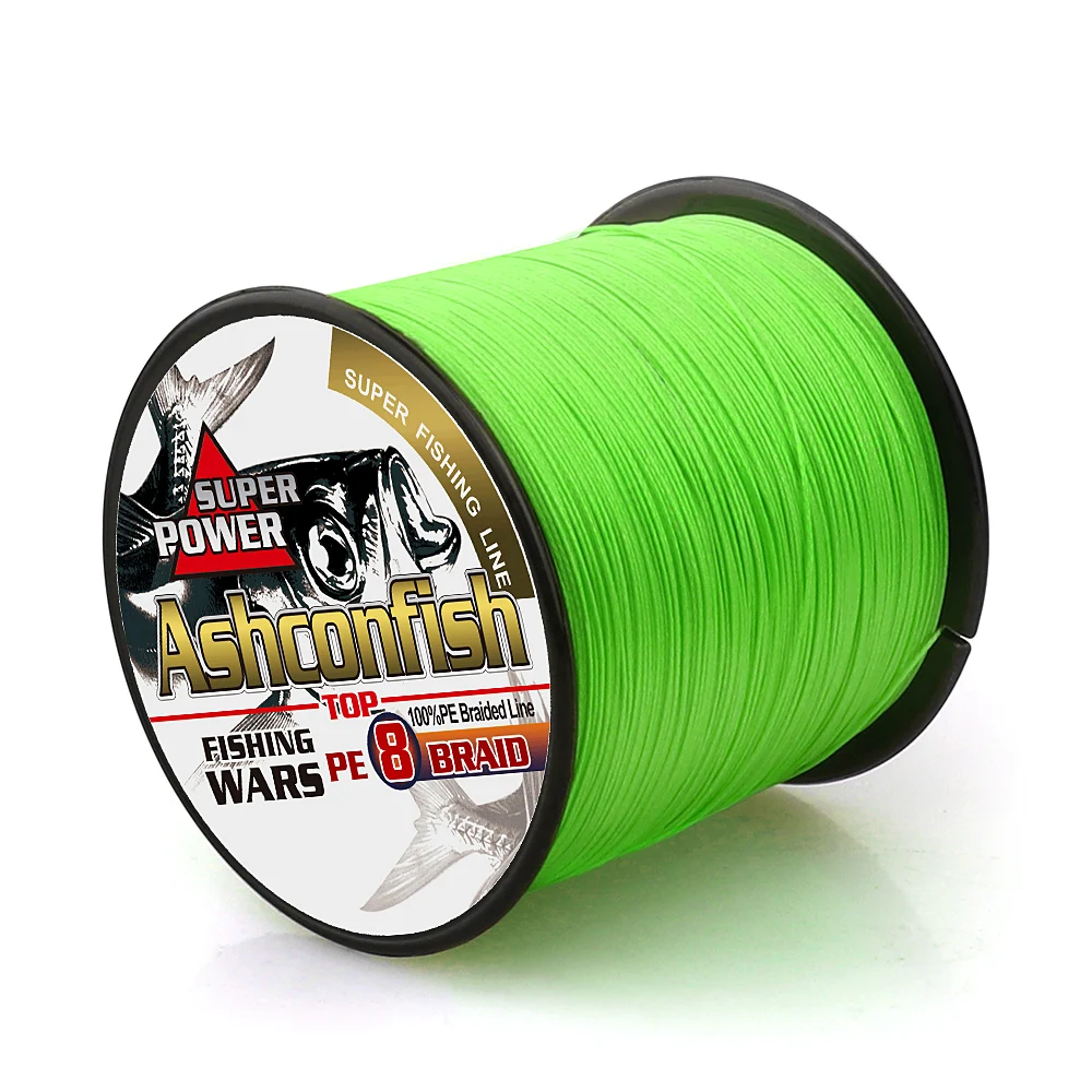 

ASHCONFISH no fade lawn green color sport Line 100m-2000m 8 Strands Strong Japan Line Multifilament PE braided fishing line