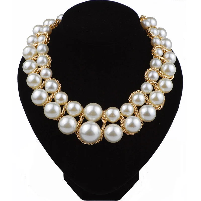 

2020 Wholesale Party High Quality Exaggeration Statesment Choker Fashion Baroque Big Pearl Jewelry necklace Women