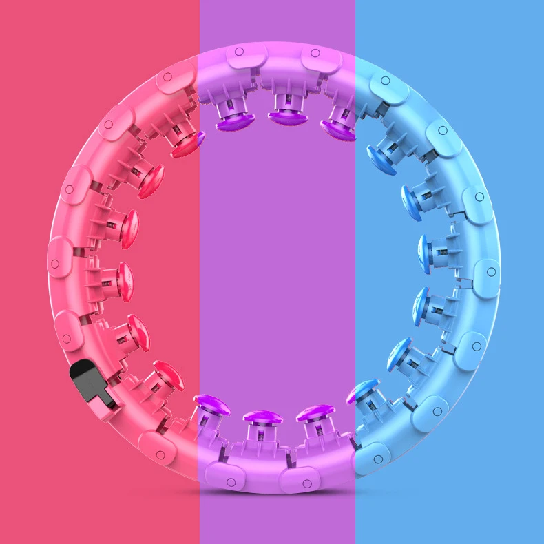 

24 Sections Detachable Fitness Hula Ring Sport Hoop with Digital Screen, Pink/purple/blue