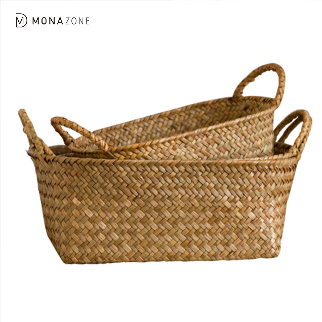 

MONAZONE Storage Basket Straw Ratt Basket Bread Vegetable Fruit Egg Kitchen Living Room Desktop Storage Basket With Handle
