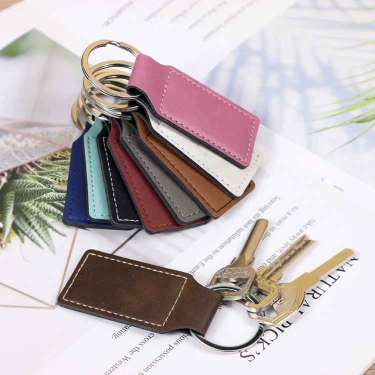 

Wholesale Blank Leatherette Keychain Full Grain Laserable Leatherette Keychain Personalized Custom Keychain For Birthday Gift