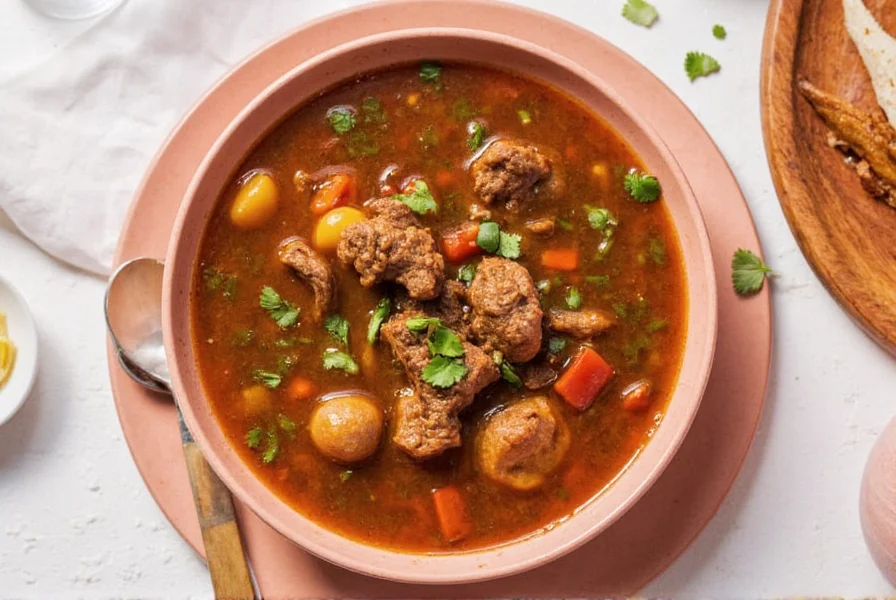Carne para caldo simmering in a pot with vegetables