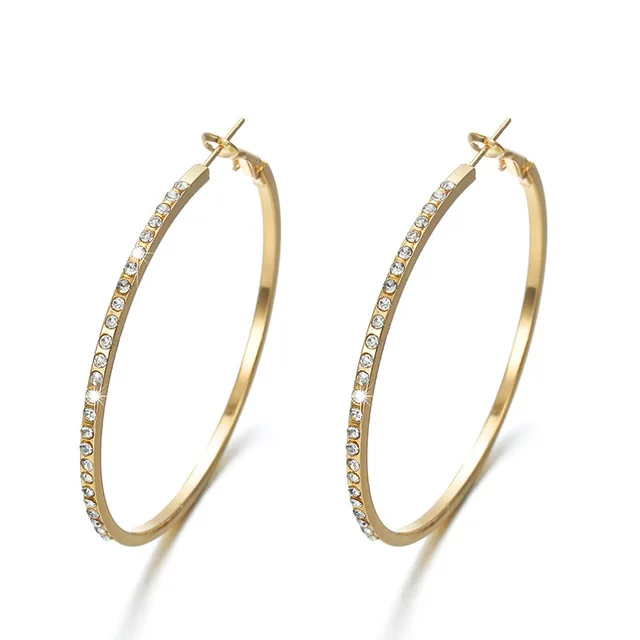 

2020 Hot Style Minimalist Jewelry Womens Fashion Large Diamond Hoop Sexy Earrings, Gold, silver,customized color