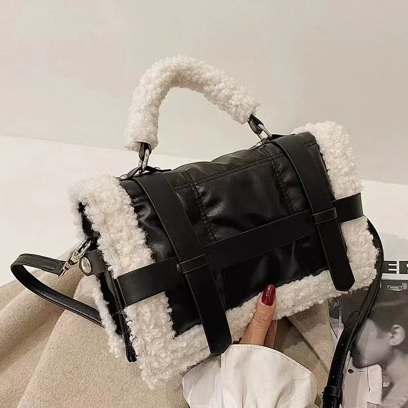 

Casual Tote Fashion Shopping Bags Purse Handbag Ladies Trendy Plush Pu Leather Handbag for Women Luxury