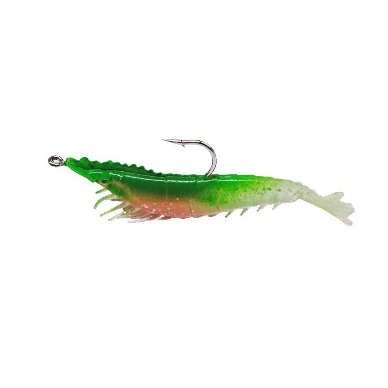 

FISHGANG fishing soft lure luminous soft fishing bait metal inside shrimp 6cm 10cm, Vavious colors
