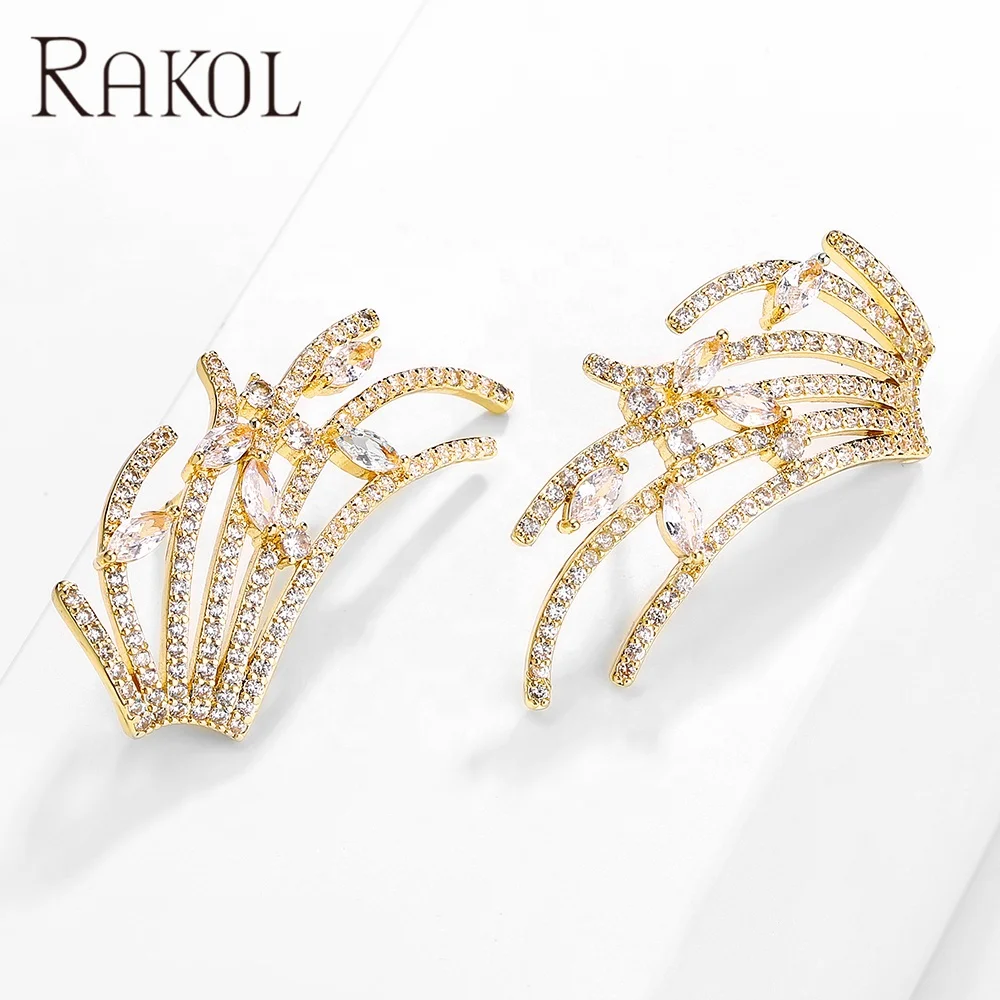 

RAKOL EP2889 2022 fine jewelry for women Dubai bridal wedding gifts high quality silver rhinestone angel wing crystal earrings