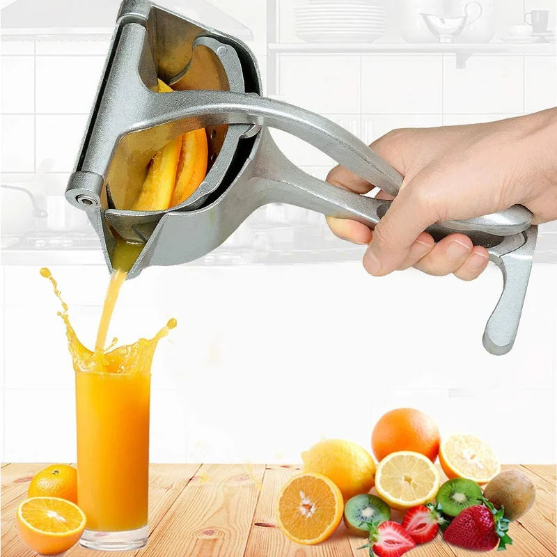 

Heavy Duty Single Hand Press Aluminum Alloy Citrus Press Juicer Premium Quality Metal Fruit Juicer Manual Lemon Squeezer, Silver