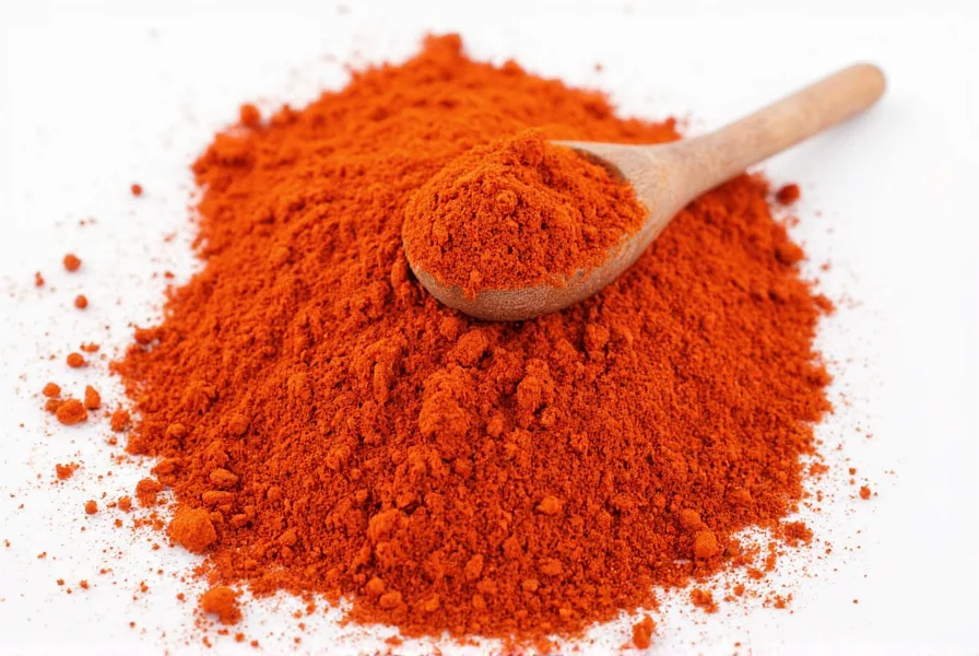 Different varieties of paprika in glass jars showing color variations from bright red to deep brick