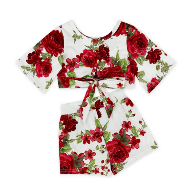 

2020 new arrive cute toddler top and dress newborn flora print baby clothing sets