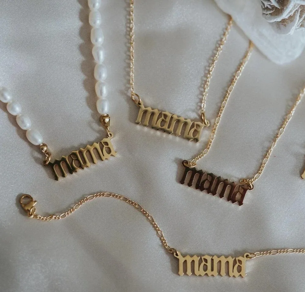 

Inspire Jewelry Stainless Steel Personalized Gothic Mama Necklace Mother's day gift wholesale customized chain necklace jewelry