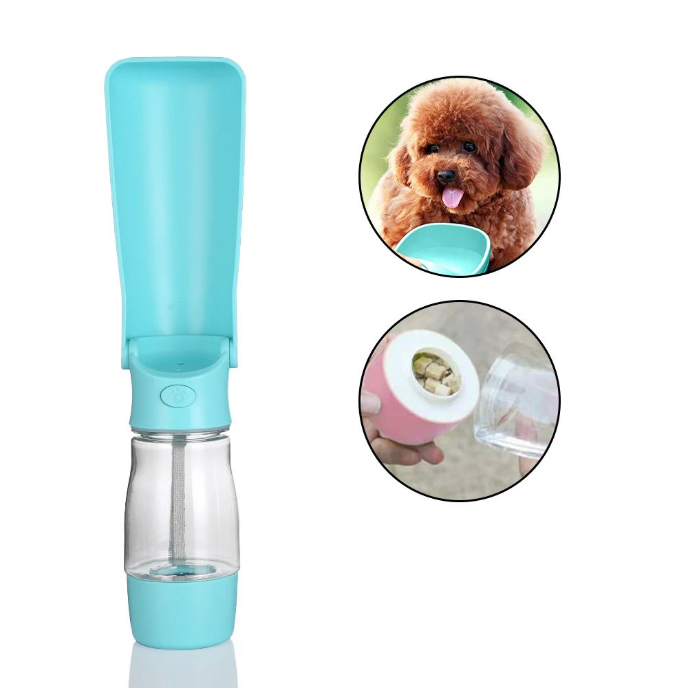 

320ML Portable 2 In 1 Pet Folding Water Bottle With Food Container