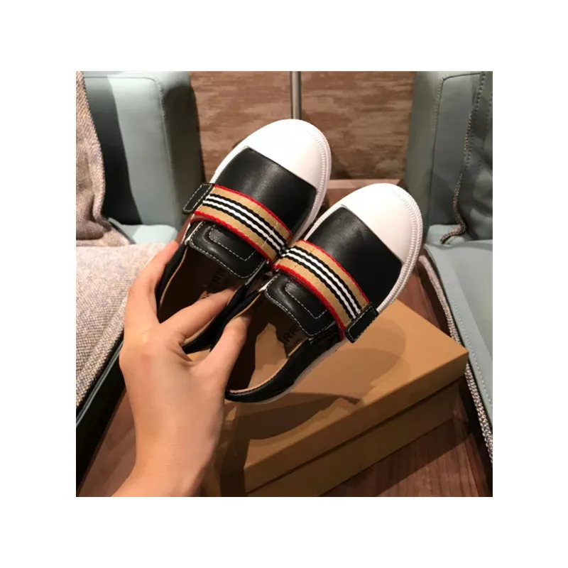 

High-end children's shoes spring 2022 boys' shoes children's striped western style girls casual white sneakers