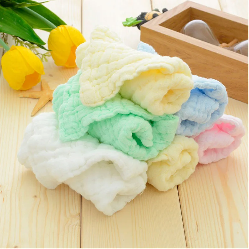

yiwu sprouts Muslin Face Cloths made from Organic Cotton Baby Wipe Bath Washcloths, White, blue, green, red