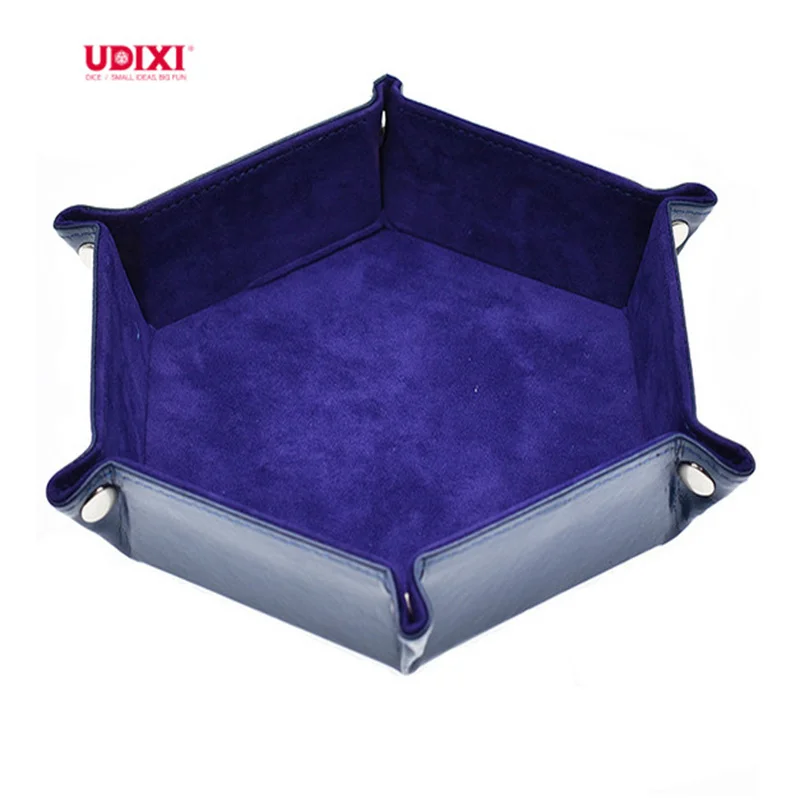 

Udixi Dnd Dice Tray Velvet PU Leather Folding Hexagon Dice Holder Storage Box Set Dice Accessories