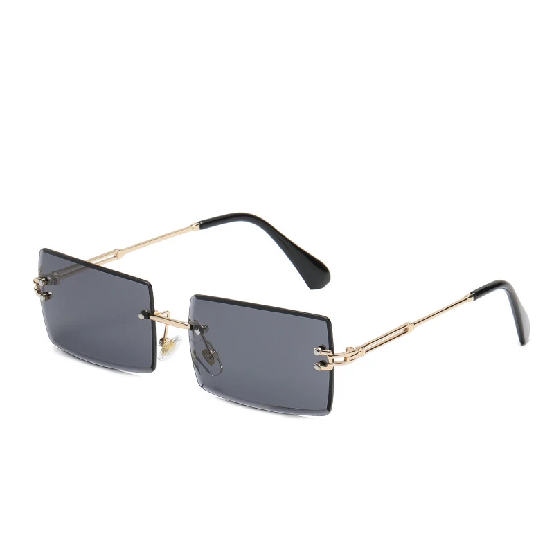 

2021 Hot Sale Custom Logo Trendy Rimless Vintage Sqaure Small Rectangle Men Sun Glasses Sunglasses