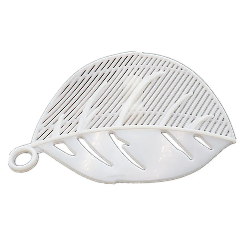 

Kitchen Tool Snap-on Leaf Shape Drain Board Retaining Rice Vegetable Noodle Plastic Filter Block Rice Cleaning Strainer Gadgets, As photo