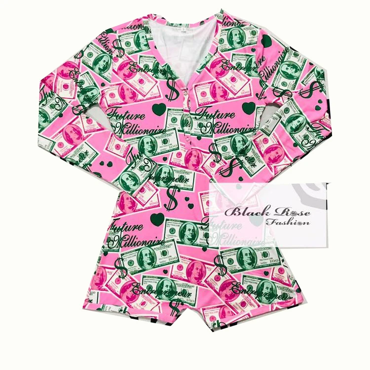 

Black Rose Fashion A Good Quality Hot Sell Summer Pajamas New arrival Future Millionaire and Entrepreneur onesie for women