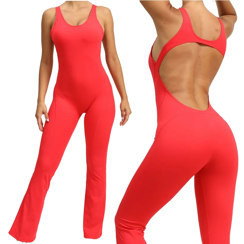 s Fitness Jumpsuit Flare Pants
