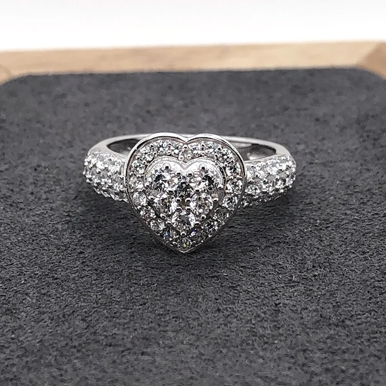 High quality cz heart 5925 silver ring diamond