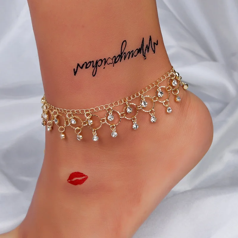 

Round Beaded Bohemian Anklet For Women Accessories Gold Layers Leaf Barefoot Sandals Foot Leg Bracelet Jewelry Gift