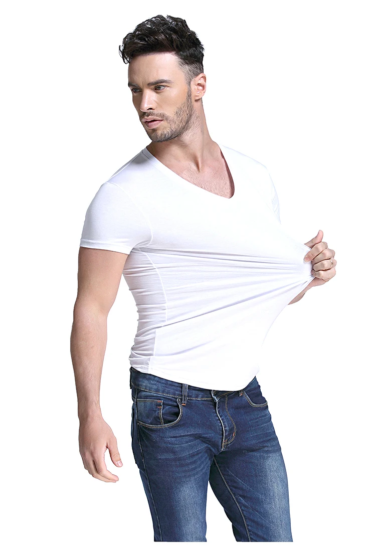 cheap micro lenzing modal spandex compression mens t shirt undershirts for gym