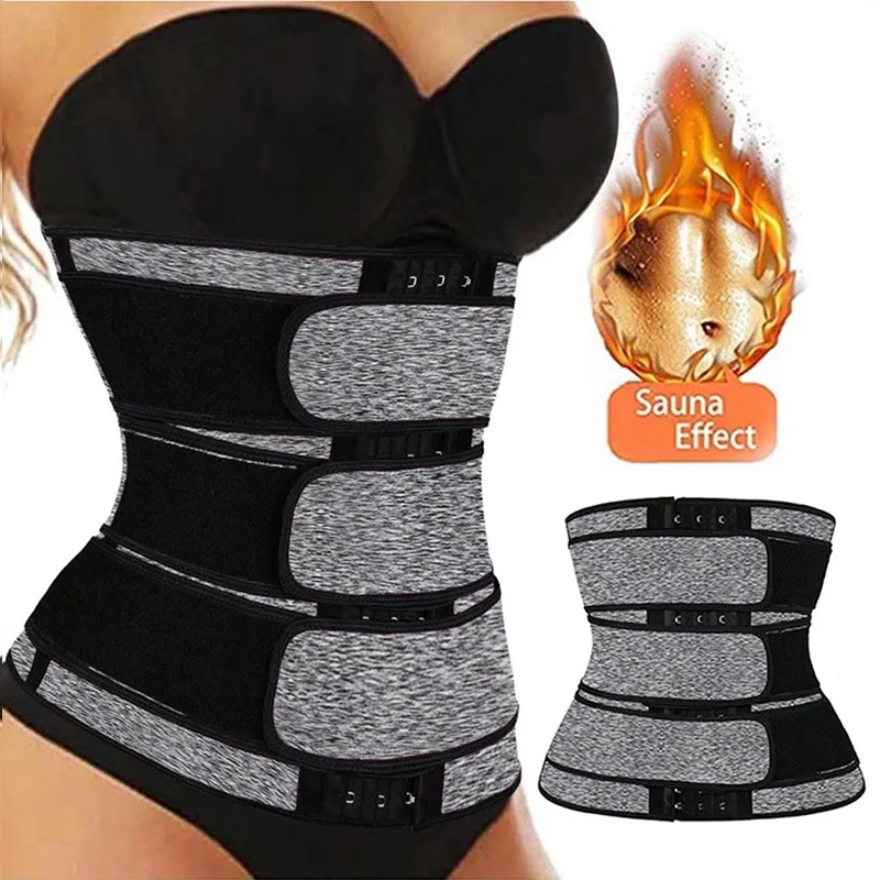 

Women Postpartum Sauna Effect Neoprene Body Shapers 3 Strap Slimming Corset Waist Trainer Belt with 3 Row Hooks