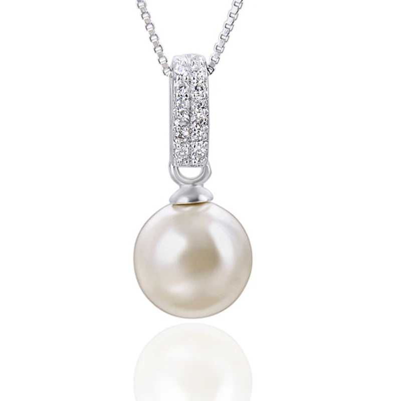 

S925 sterling silver zircon necklace ladies fashion pearl pendant custom jewelry