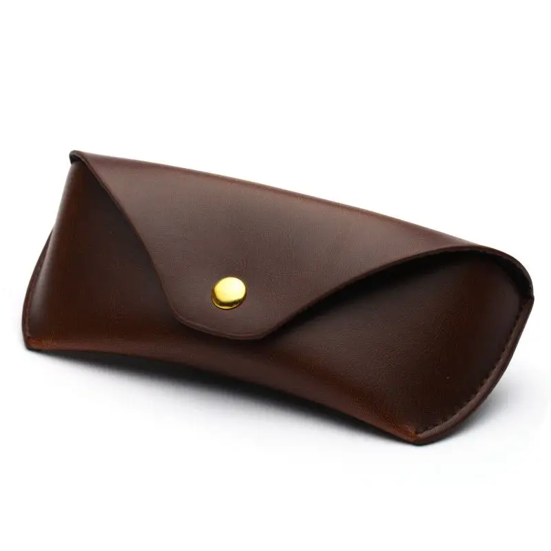 Retro lightweight portable pu leather glasses bag with metal buckle