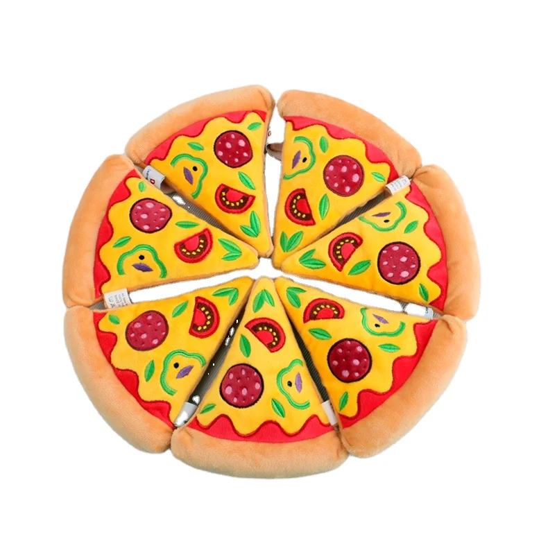 

China OEM food Cheesy Pie Pizza Plush Squeaky Dog Toy for pet, Customized