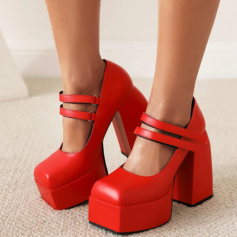 

YQY881 Factory Wholesale Latest Design PU Leather Shoes High Heels Cute Mary Jane Womens Pumps Office Lady Shoes Heels