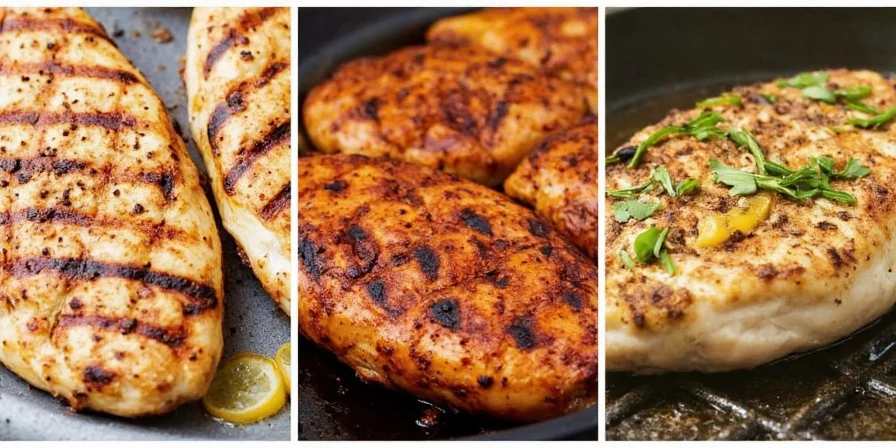 Juicy grilled chicken breast with colorful spice rub