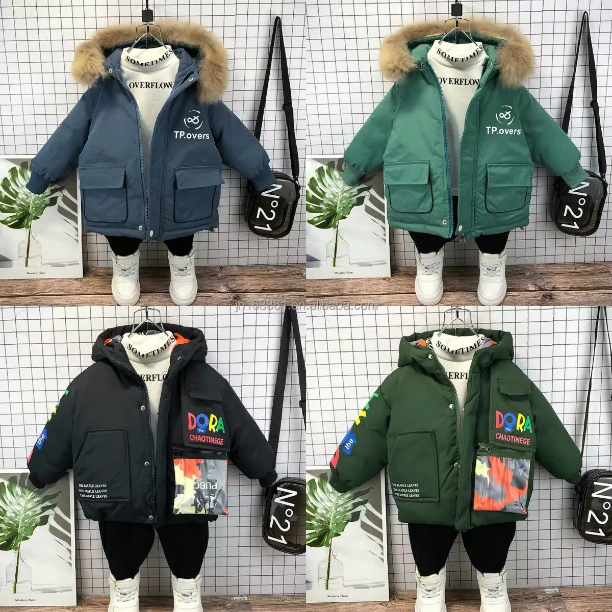

Wholesale boys winter girls boys hooded thick warm down jacket down jacket children's coat children's clothes, Customized color