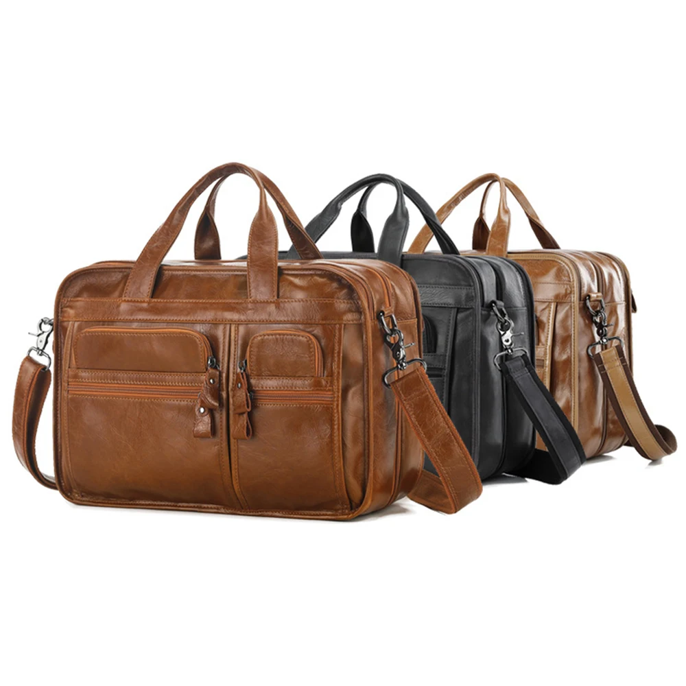 

Design Business Laptop waterproof computer Handbag Coffee Men Bag Soft Sided Leather Briefcase