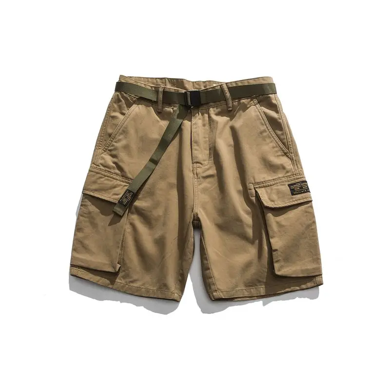 

2021 summer style classic retro men's slacks cargo multi-pocket khaki army green shorts