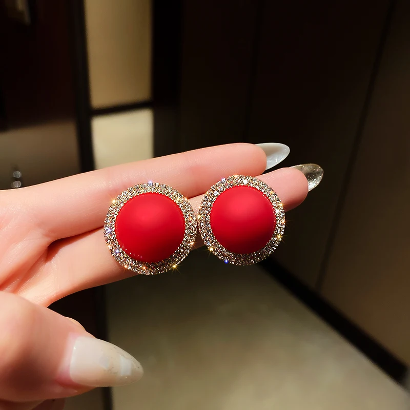 

fashion trendy 2021 crystal red stud earring