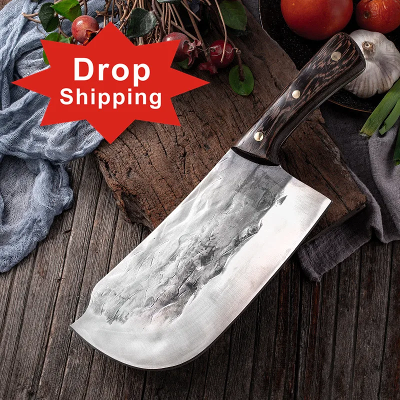 

8 inch 3.8 mm thickness Full Tang Forged handmade stainless steel super sherp kitchen professiona chef chopping knife, Silver
