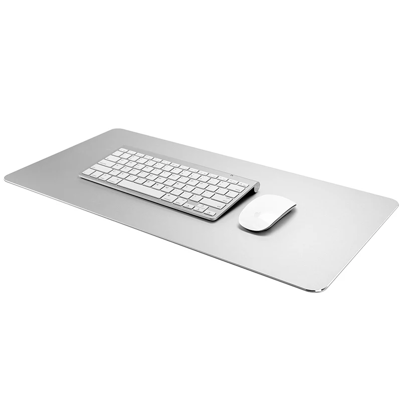 

Aluminum alloy silver office large mouse pad Smooth Soft Easy Clean