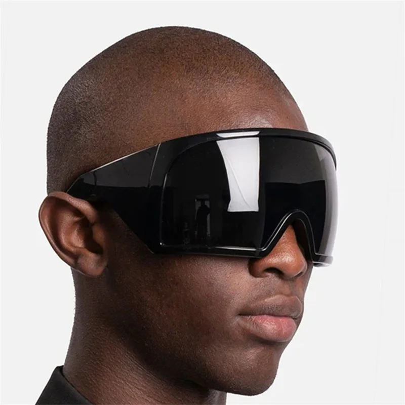 

3722 Oversized Wrap Around Custom Logo Sunglasses for Women Men Futuristic Curved Lens Shades Fashion Shield Y2k Sun Glasses
