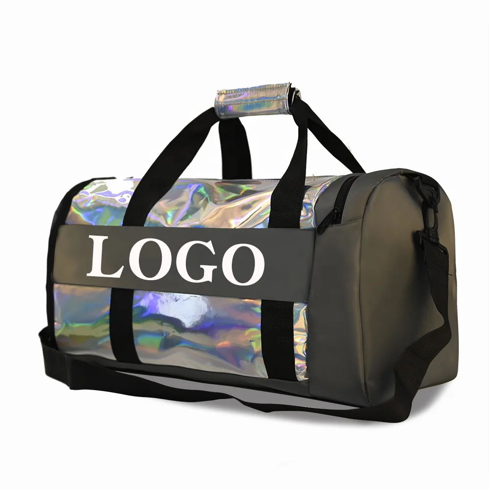 

Hot Selling Weekender night bag Custom shine holographic laser Sports duffle travel bags waterproof training Gym Bag