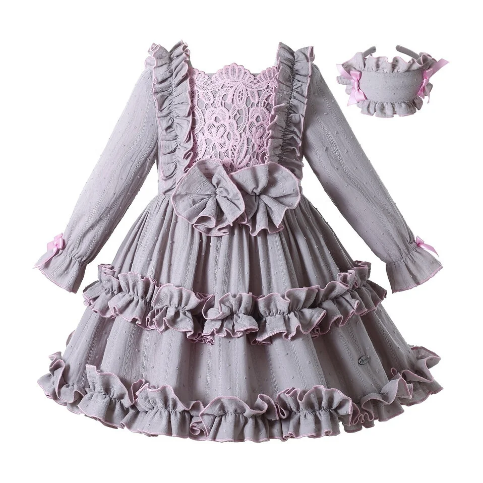 

Pettigirl Grey Autumn Girl Dress 12 Years Long Sleeves Children Princess Dress Girl One Piece Short Frock 2 3 4 5 6 8 10 12Y