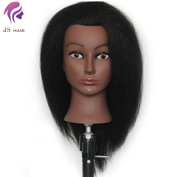 

Professional Manikin Head Real Hair African American Cosmetology Beauty Training Styling Hairdressing Mannequin Dummy Doll Model