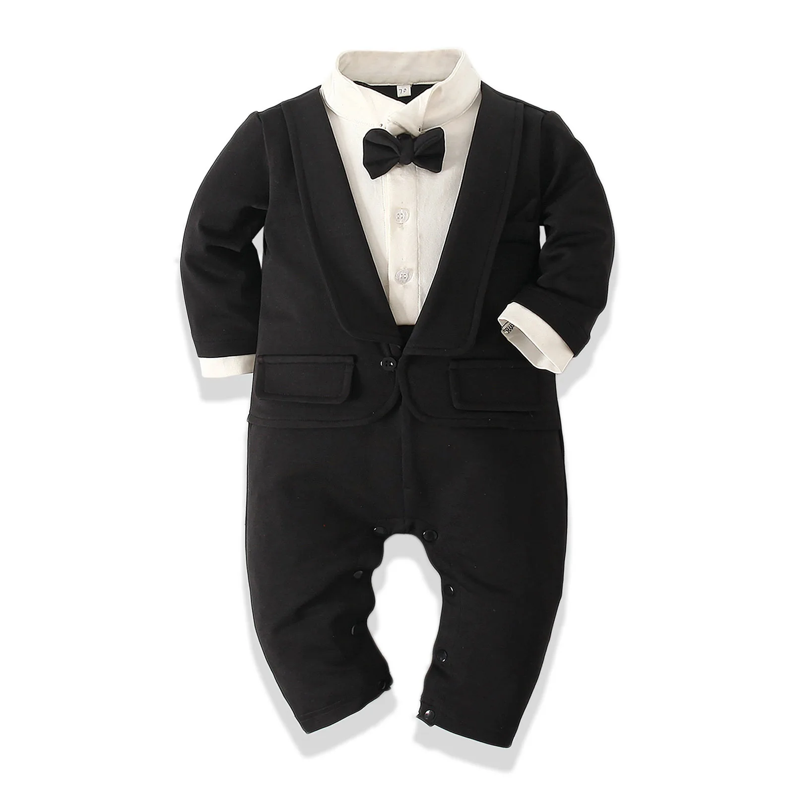 

Korean gentleman one piece long sleeve fashion baby boys clothing clothes sets, Black