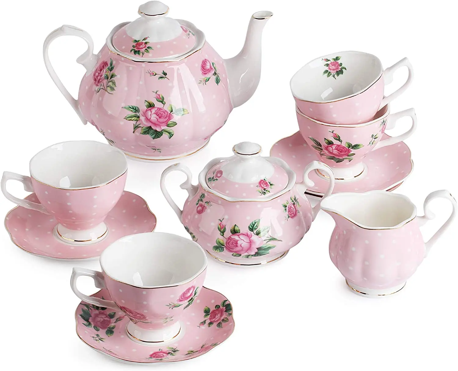 Floral Gold Pattern Banquet Fine Bone China 15pcs Tea Coffee Set Buy