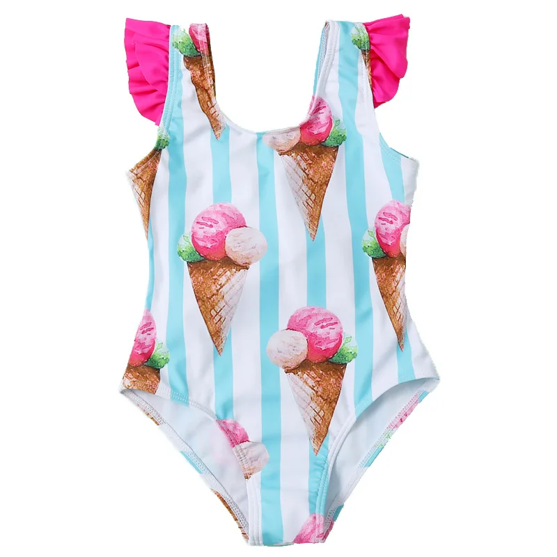 

American ins style children girls swimwear ice cream print baby swim suits string bikini swimsuit kids