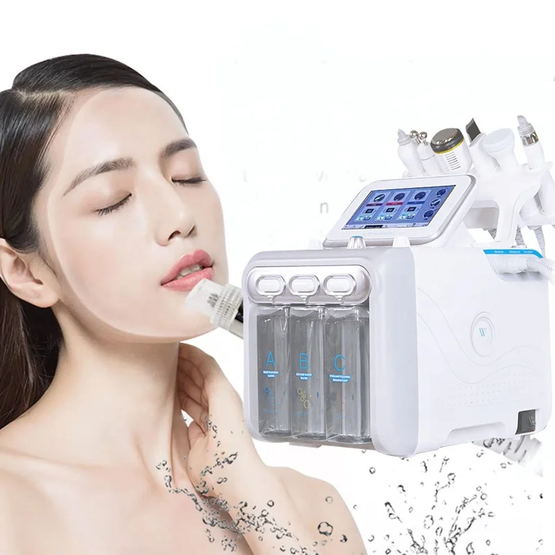 

Best 6 in 1 facial machine H2-O2 deep cleaning facial machine Oxygen beauty machine factory price, White