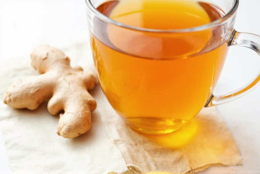Fresh ginger root and brewed ginger tea for acid reflux relief
