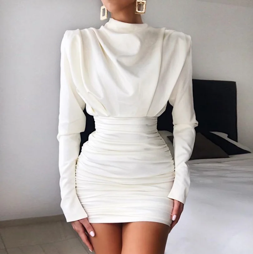 

Amazon hot sale women's dresses Long-sleeved slim dress and skirt women's dresses fashon cloth in solid color, Customized colors